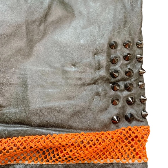 NWOT English Rose Faux Leather Orange Fishnet Mini Skirt Juniors - Picture 5 of 11